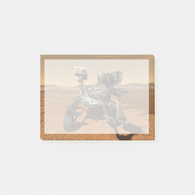 Perseverance Rover Operating On Surface Of Mars. Post-it Notes (Front)