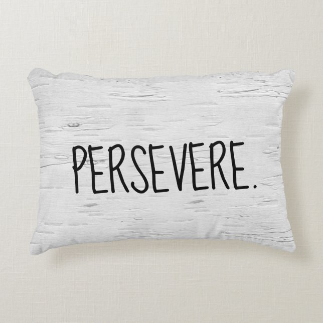 PERSEVERE Text On Birch Tree  Accent Pillow (Front)