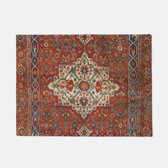 Persia Bijar Royal Red Blue Green  Doormat (Front)
