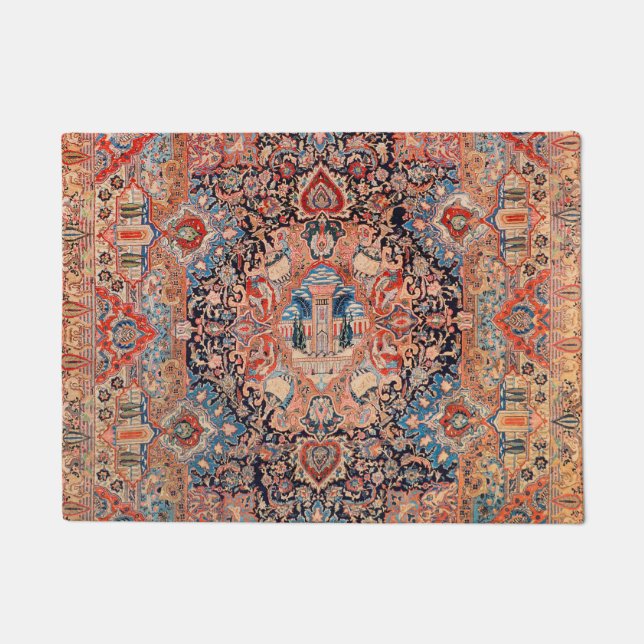 Persia Carpet Black Blue Red  Doormat (Front)