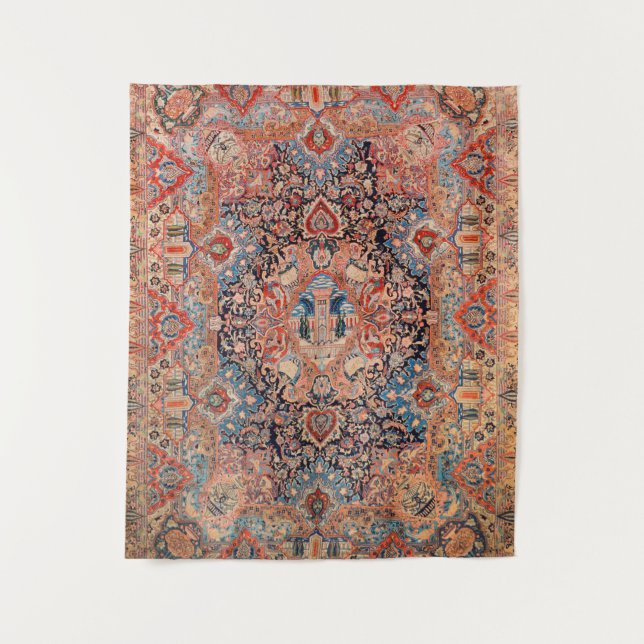 Persia Carpet Black Blue Red  Tapestry (Front)