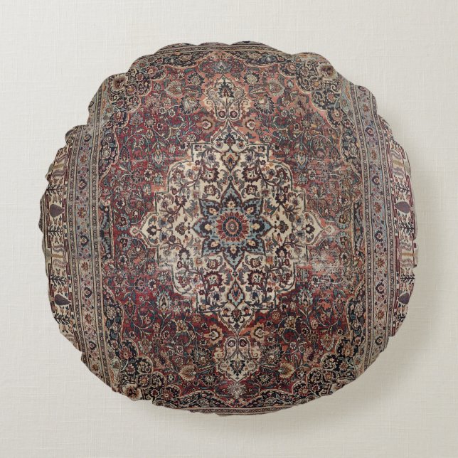 Persia Doroksh Dusty Dull Blue Grey Green  Round Cushion (Front)
