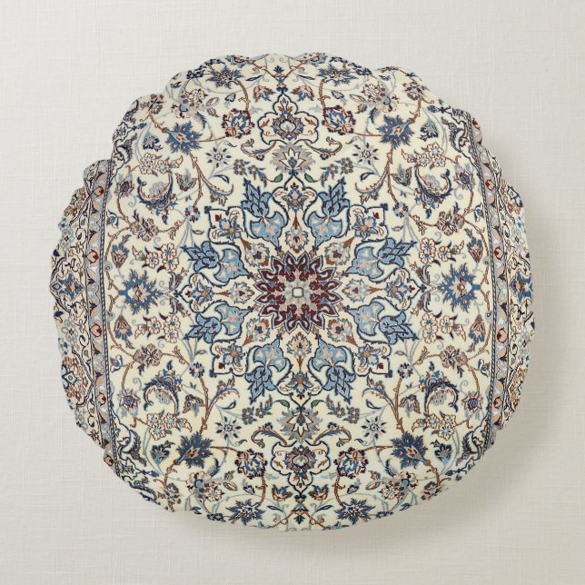 Persia Dusty Blue Grey Grey Accent  Round Cushion (Front)
