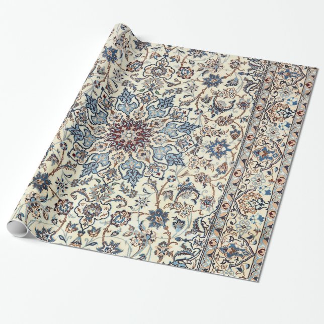 Persia Dusty Blue Grey Grey Accent  Wrapping Paper (Unrolled)