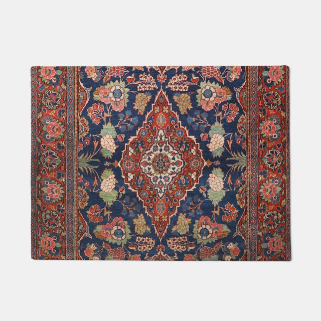 Persia Kashan Lattice Red Medallian  Doormat (Front)