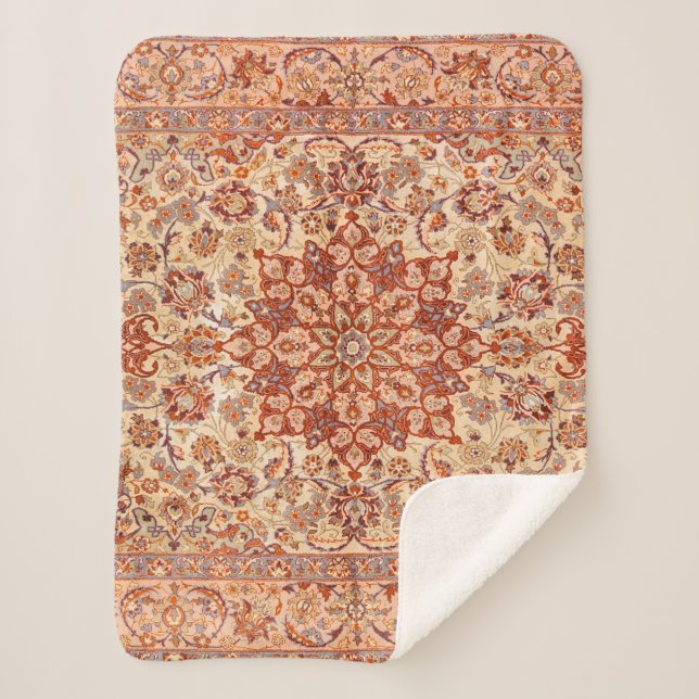 Persia Muted Cream Blush Tan  Sherpa Blanket (Front)