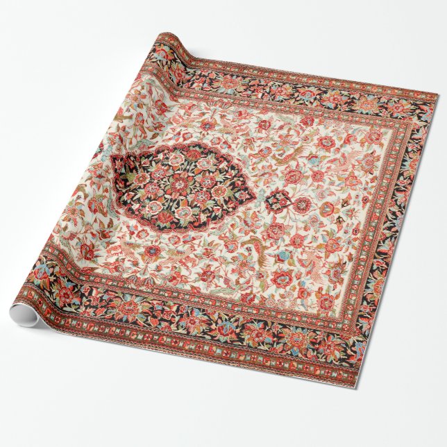 Persia Qum Tan Cream Red  Wrapping Paper (Unrolled)