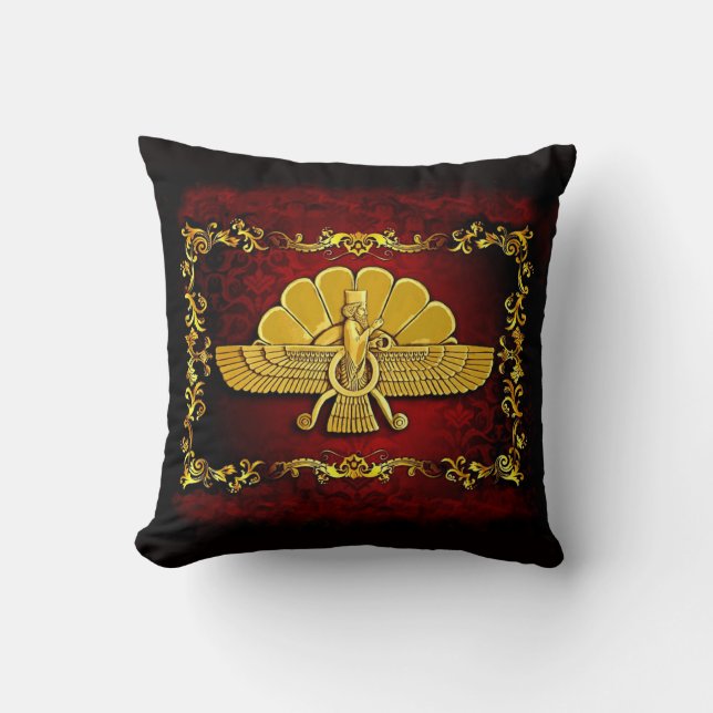 Persian Ahura Mazda Throw Pillow (Front)