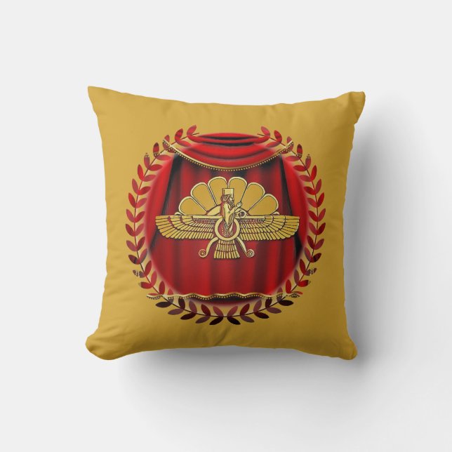 Persian Ahura Mazda Throw Pillow (Front)