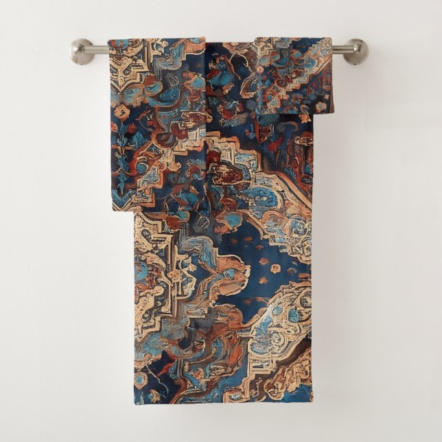 Persian Beautiful Old Pattern Modern Collection Bath Towel Set (Insitu)