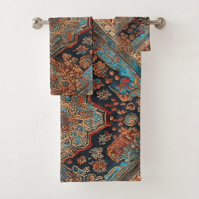 Persian Beautiful Old Pattern Trendy Collection Bath Towel Set (Insitu)