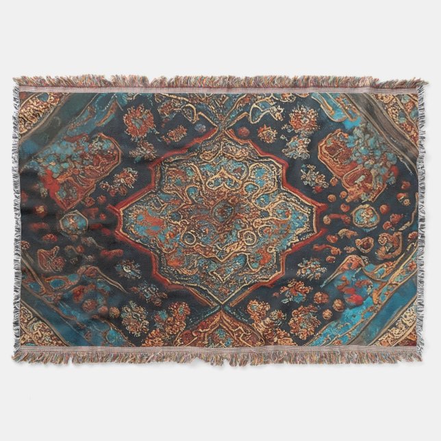 Persian Beautiful Old Pattern Trendy Collection Throw Blanket (Front)