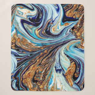 Persian Blue Agate: Oriental Luxurious Texture Sherpa Blanket
