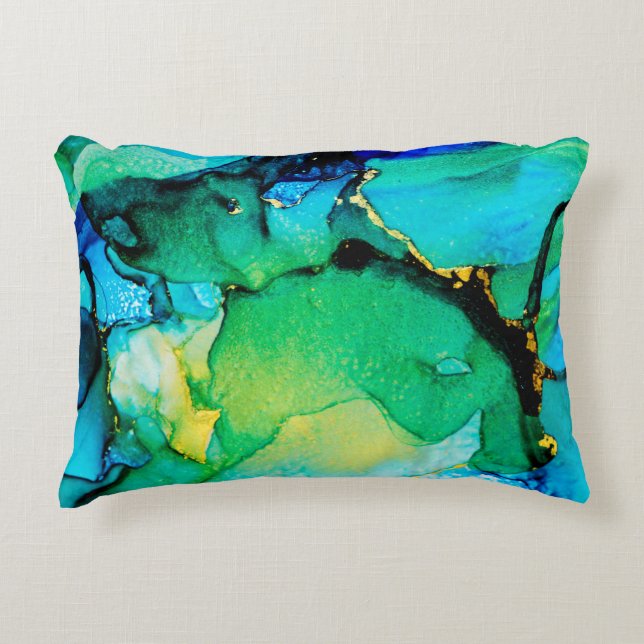 PERSIAN BLUE, chartreuse green. Very beautiful art Decorative Cushion (Front)