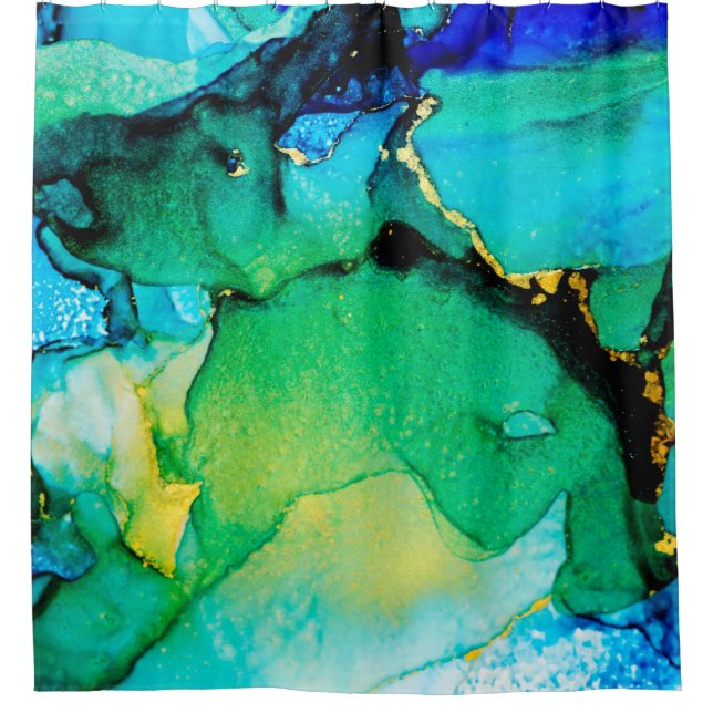 PERSIAN BLUE, chartreuse green. Very beautiful art Shower Curtain (Front)