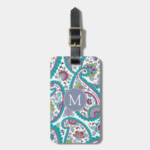 Persian Boteh Paisley Pattern Monogram Luggage T Tag