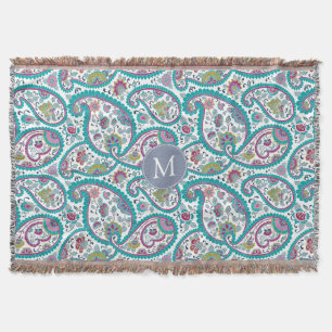 Persian Boteh Paisley Pattern Monogram Throw B