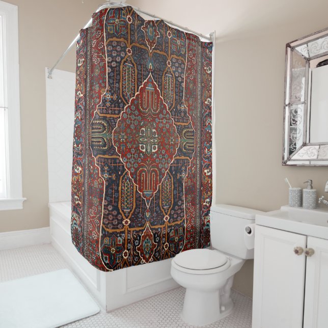 Persian Burnt Orange Rust Red  Shower Curtain (In Situ)