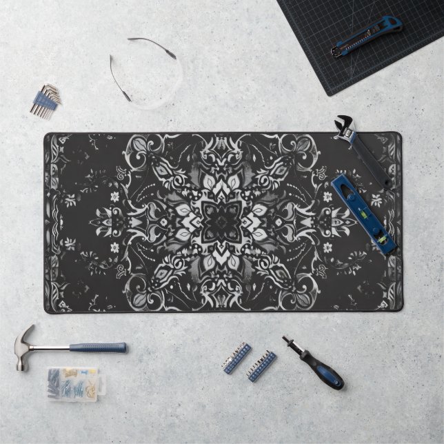 Persian Carpet Black Pattern Desk Mat (Workstation)