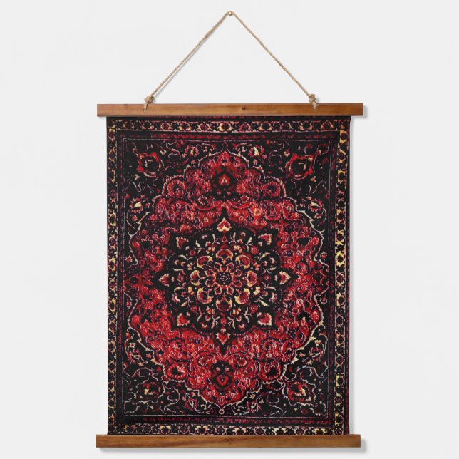 Persian carpet design in rose tinted field  hanging tapestry (Front)