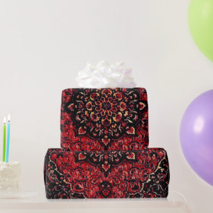 Persian carpet design in rose tinted field wrapping paper