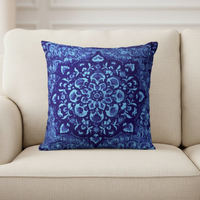 Persian Carpet–Inspired Printed blue Cushion (Creator Uploaded)