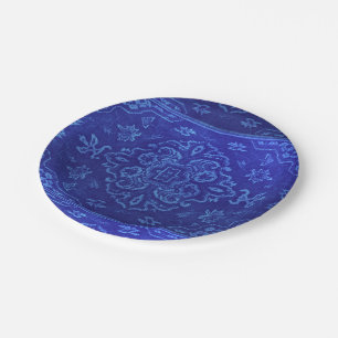 Persian carpet look in blue paper plate
