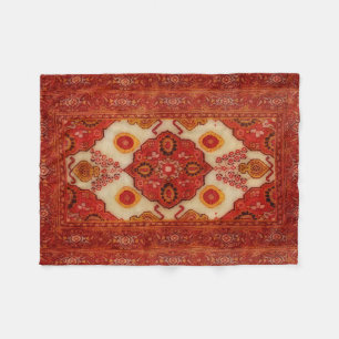 Persian carpet look in copper colour fleece blanket