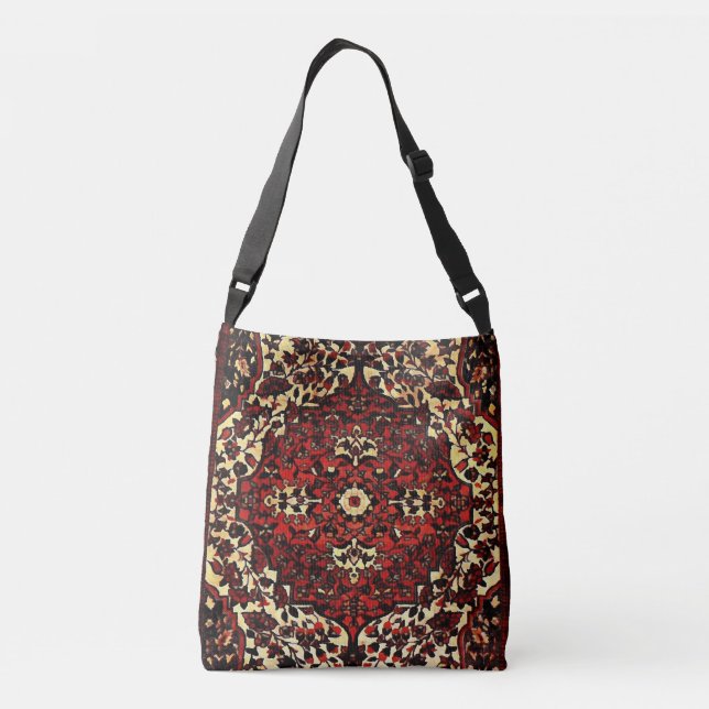 Persian carpet look in dark red and cream crossbody bag (Back)