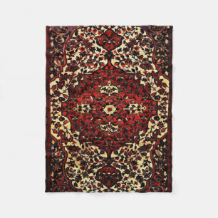 Persian carpet look in dark red and cream fleece blanket