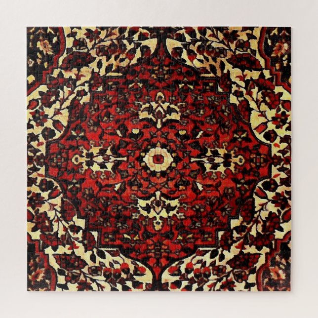 Persian carpet look in dark red and cream jigsaw puzzle (Vertical)