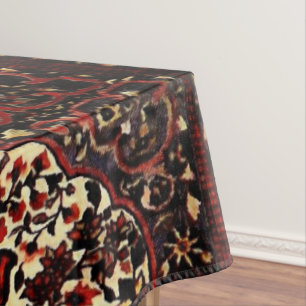 Persian carpet look in dark red and cream tablecloth
