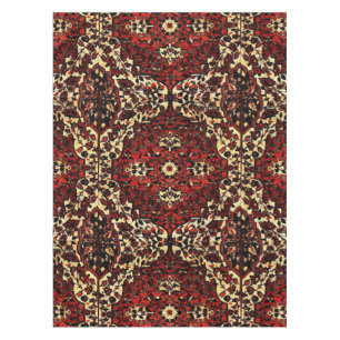 Persian carpet look in dark red and cream tablecloth