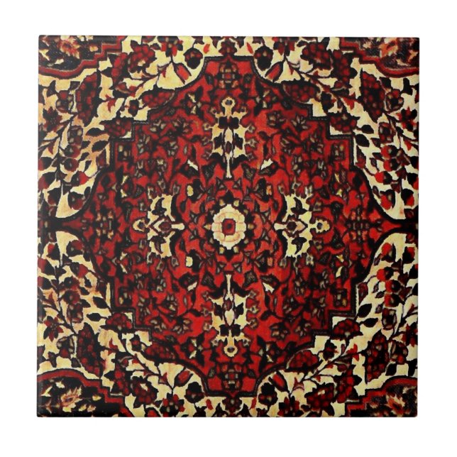 Persian carpet look in dark red and cream   tile (Front)