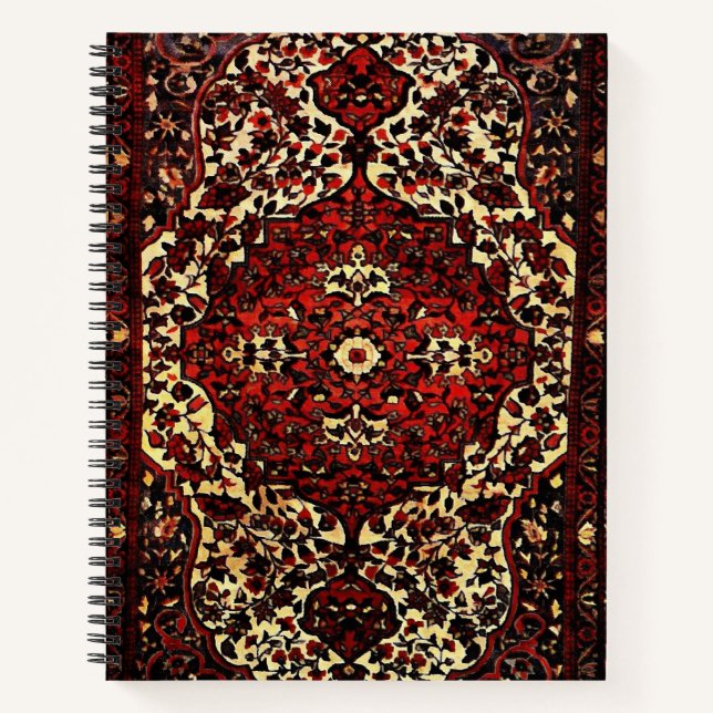 Persian carpet look in dark red  notebook (Front)