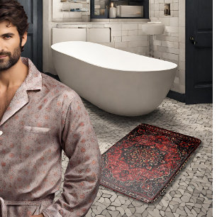 Persian carpet look in rose tinted field bath mat