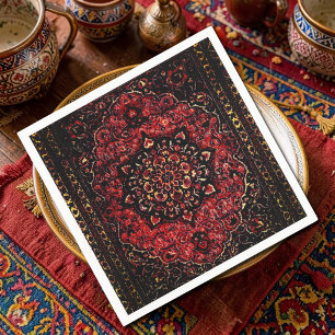 Persian carpet look in rose tinted field napkin