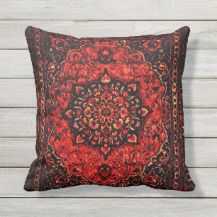Persian carpet look in rose tinted field no2 outdoor cushion