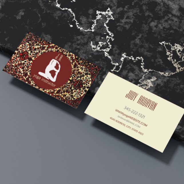 Persian carpet look - yoga woman business card (Creator Uploaded)