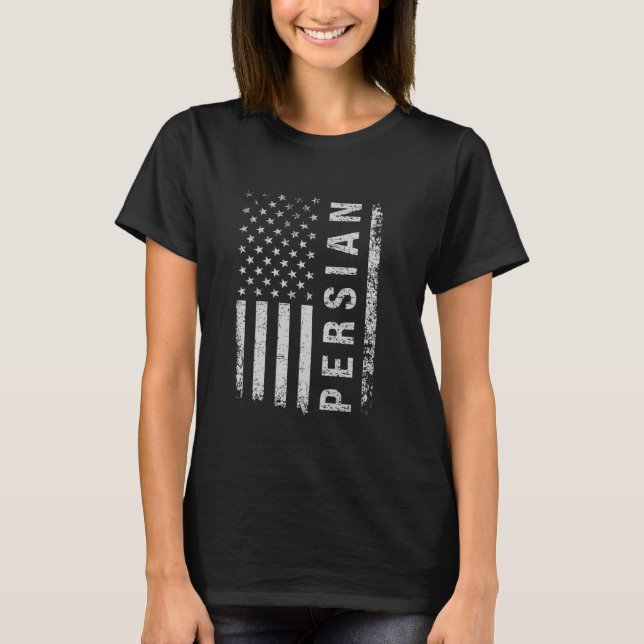 Persian Cat American Flag T-Shirt (Front)