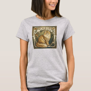 Persian Cat Art Nouveau – Elegant Vintage Cat Art T-Shirt