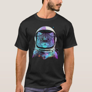 Persian Cat Astronaut Outer Space Colourful Cats T-Shirt