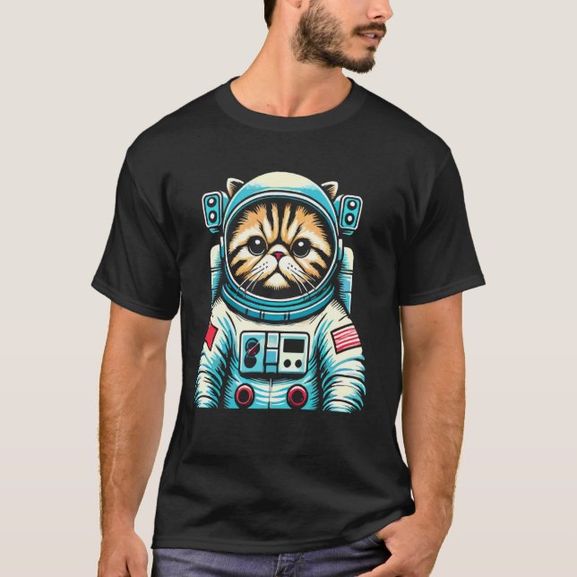 Persian Cat Astronaut Space Suit T-Shirt (Front)