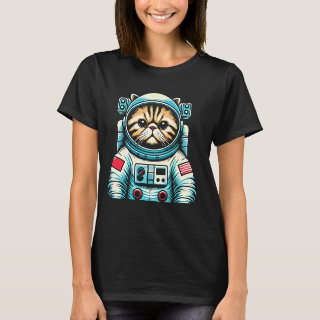 Persian Cat Astronaut Space Suit T-Shirt (Front)