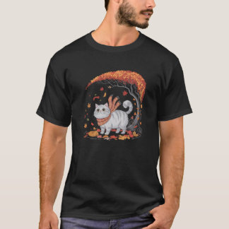Persian Cat Autumn Leaves Plaid For Fall and Thank T-Shirt