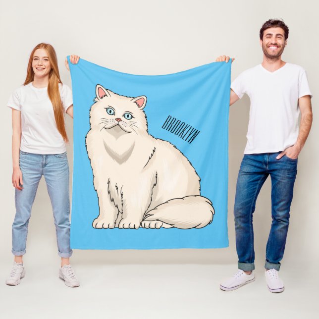 Persian cat cartoon illustration  fleece blanket (In Situ)