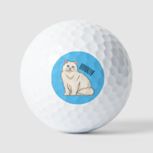 Persian cat cartoon illustration golf balls