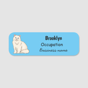 Persian cat cartoon illustration name tag