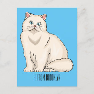 Persian cat cartoon illustration postcard