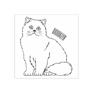 Persian cat cartoon illustration rubber stamp